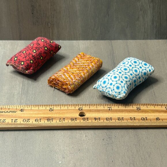 Vintage Dollhouse Miniature Fabric Pillows/Bolts Set of 3 - Picture 2 of 3